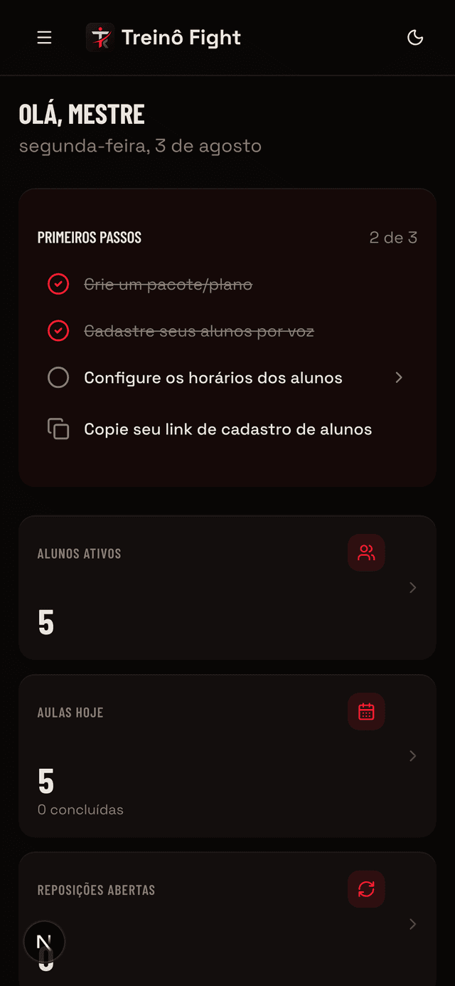 Painel Hoje do Treinô